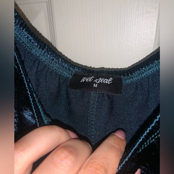 Wet seal boho 2 piece satin teal set bell sleeve summer festival spring party - Picture 5 of 5